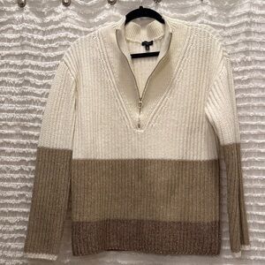 Talbots Colorblock Zip-Up Sweater